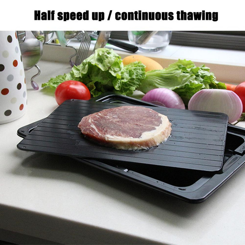 Virtuvės greito atitirpinimo padėklas Mėsos atitirpinimo padėklas Efektyvus natūralus Be elektros Be chemijos Greito atšildymo lėkštė su vandens dėžute