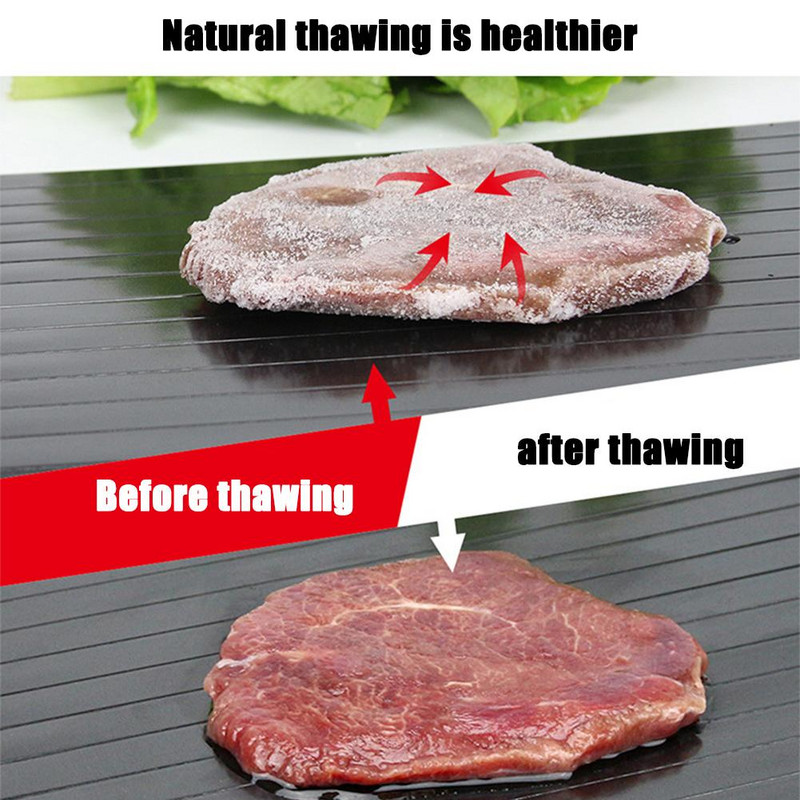 Virtuvės greito atitirpinimo padėklas Mėsos atitirpinimo padėklas Efektyvus natūralus Be elektros Be chemijos Greito atšildymo lėkštė su vandens dėžute