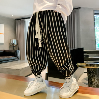 Vaikiškos dryžuotos kelnės su raišteliais