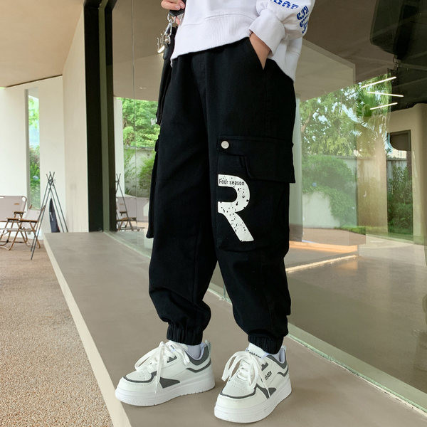 Gyermek őszi nadrág gumírozott szárral és felirattal