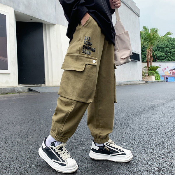 Gyermek őszi nadrág gumírozott szárral és felirattal