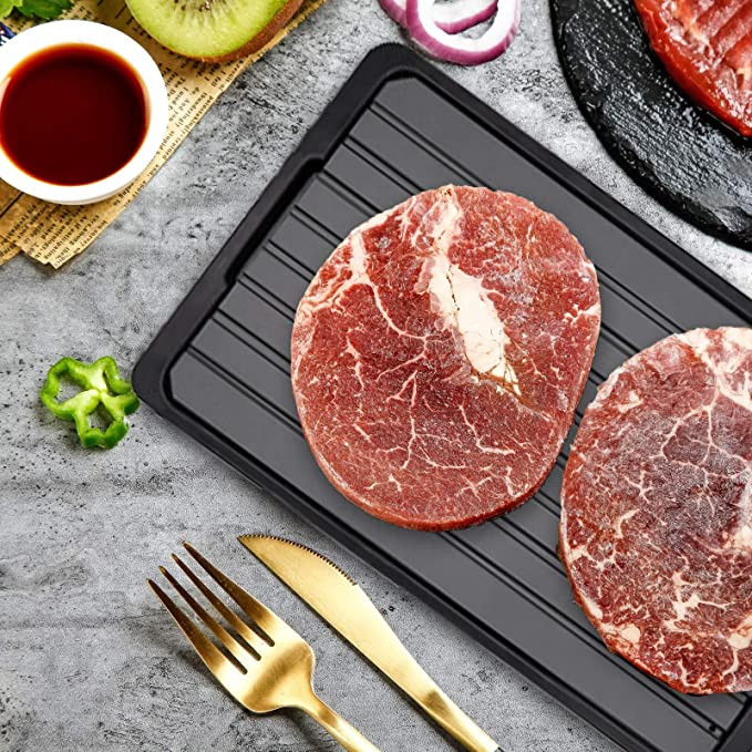 Tavă de dezghețare rapidă Dezghețați alimente congelate Carne fructe Placă de dezghețare rapidă Placă de aluminiu Gadget de bucătărie Instrument Tăvi de dezghețare pentru carne