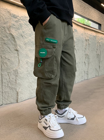 Casual παντελόνι για αγόρια με λογότυπο και τσέπη - ελαστικό πόδι