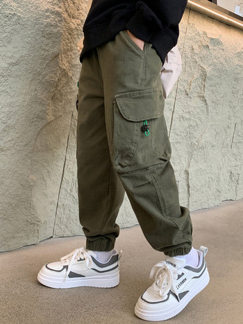 Casual παντελόνι για αγόρια με λογότυπο και τσέπη - ελαστικό πόδι