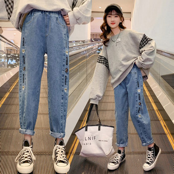 Модерни дънки за момичета с бродерия и джоб 