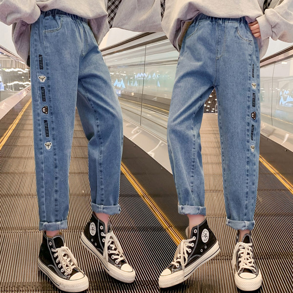 Divat farmer lányoknak hímzéssel és zsebbel