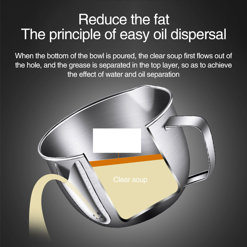 1 vnt filtro aliejaus puodas Filtro šaukštas riebalų separatorius Daugiafunkcis filtro dubuo virėjo indai Virimo virtuvės nutekėjimo sriubos puodo priedai
