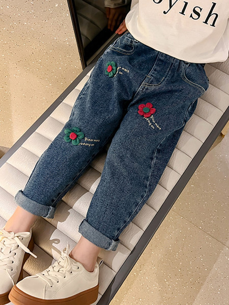 Moderne dječje traperice s 3D cvjetnim elementom za djevojčice