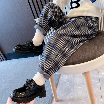 Gyerek kockás nadrág zsebbel lányoknak