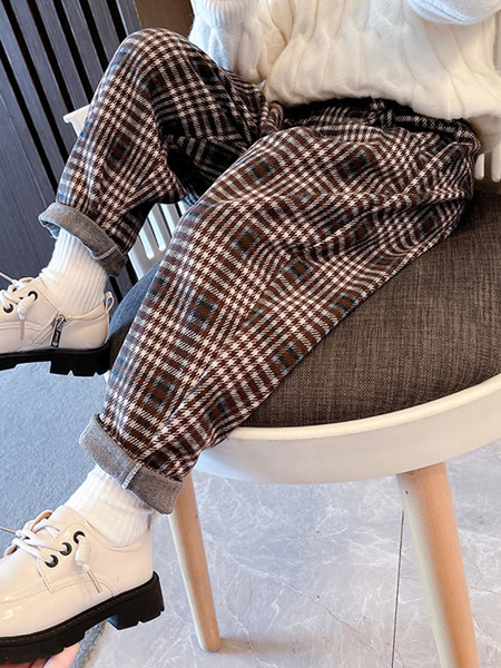 Gyerek kockás nadrág zsebbel lányoknak