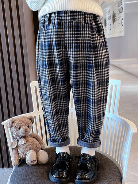 Gyerek kockás nadrág zsebbel lányoknak