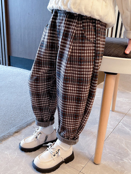 Gyerek kockás nadrág zsebbel lányoknak