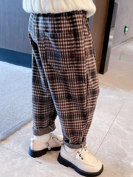 Gyerek kockás nadrág zsebbel lányoknak