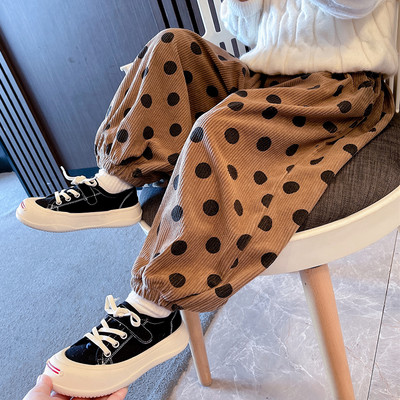 Lenyomattal és zsebbel ellátott gyereknadrág lányoknak