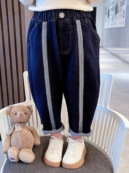 Mėlynos spalvos vaikiški laisvalaikio džinsai mergaitėms