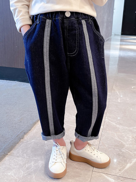 Mėlynos spalvos vaikiški laisvalaikio džinsai mergaitėms