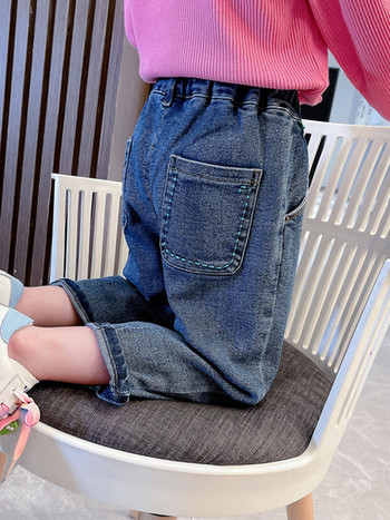 Детски есенни дънки с джоб за момичета