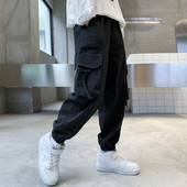 Įprastos rudens-žiemos kelnės su elastinėmis kojelėmis ir kišene