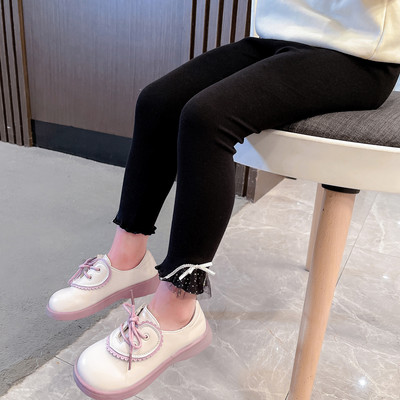 Pamut leggings lányoknak szalaggal és tüllel