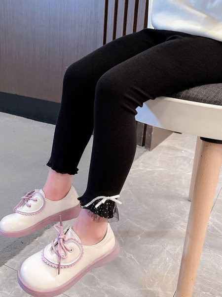 Pamut leggings lányoknak szalaggal és tüllel