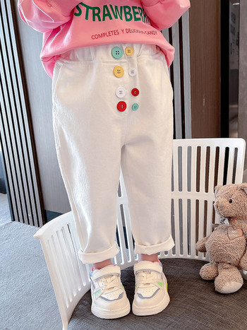 Детски ежедневни панталони с копчета за момичета