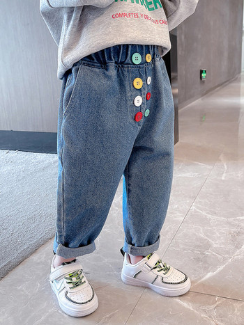 Детски ежедневни панталони с копчета за момичета