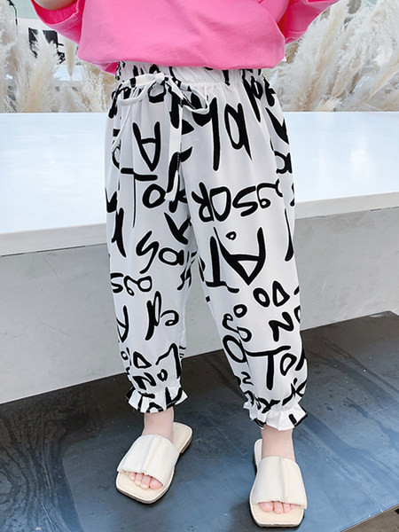 Mintás mintás pamut széles szárú nadrág lányoknak