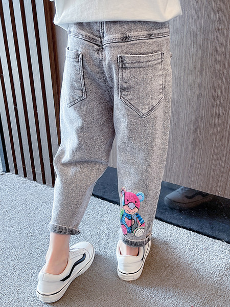 Színes hímzéssel ellátott gyerekfarmer lányoknak