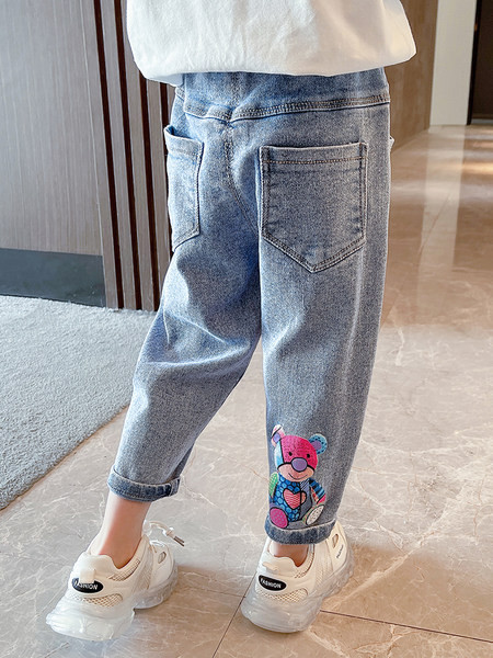 Színes hímzéssel ellátott gyerekfarmer lányoknak