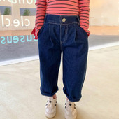 Blugi copii pentru fete, model lat si curat