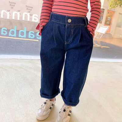 Blugi copii pentru fete, model lat si curat