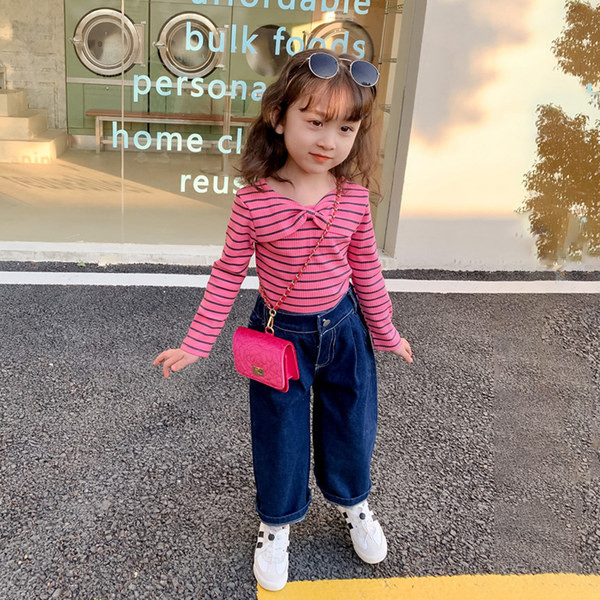 Blugi copii pentru fete, model lat si curat