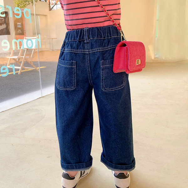 Blugi copii pentru fete, model lat si curat