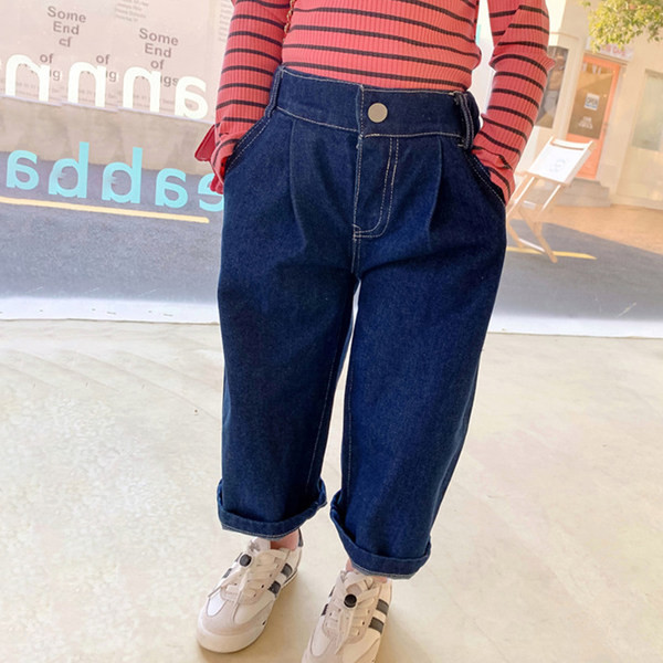 Blugi copii pentru fete, model lat si curat