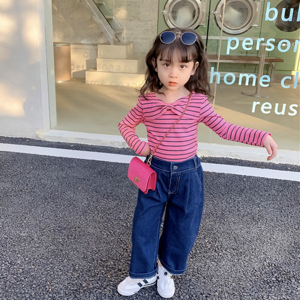 Blugi copii pentru fete, model lat si curat