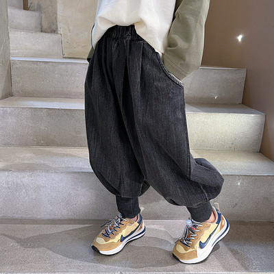 Széles szárú gyerekfarmer zsebbel lányoknak