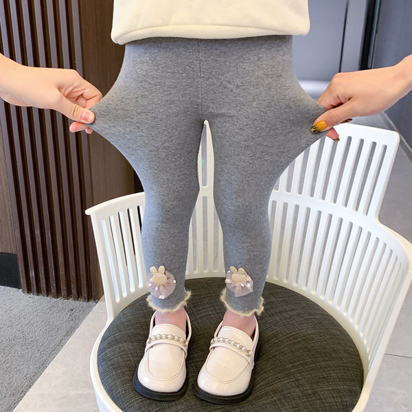 Jambiere pentru copii pentru fete cu decor 3D in culoare deschisa si inchisa