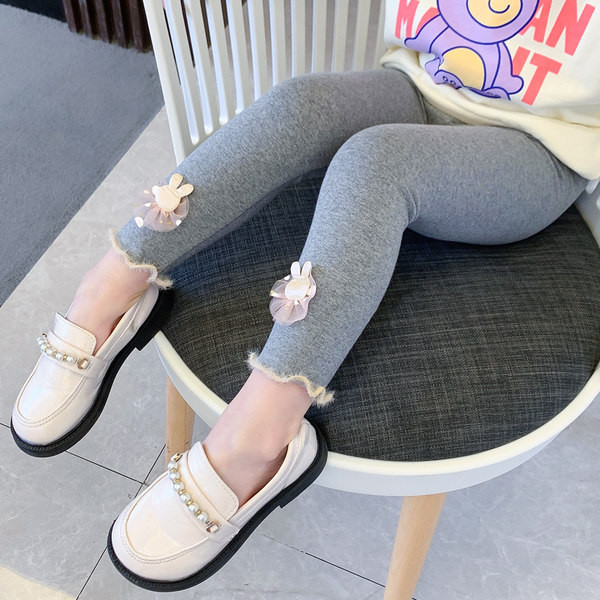 Jambiere pentru copii pentru fete cu decor 3D in culoare deschisa si inchisa