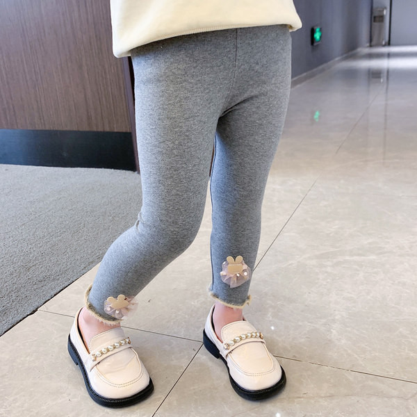 Jambiere pentru copii pentru fete cu decor 3D in culoare deschisa si inchisa