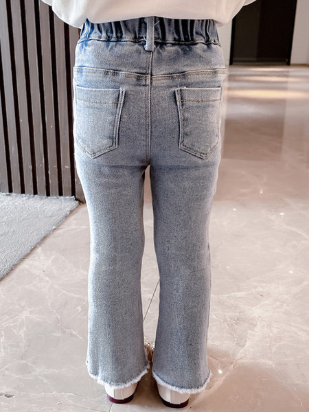 Vaikiški laisvalaikio džinsai su skeltukais ir perlais