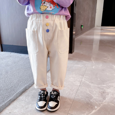 Blugi pentru copii cu nasturi colorati si buzunar