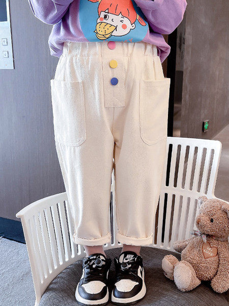 Blugi pentru copii cu nasturi colorati si buzunar