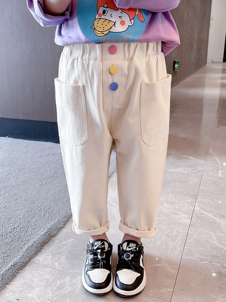 Blugi pentru copii cu nasturi colorati si buzunar