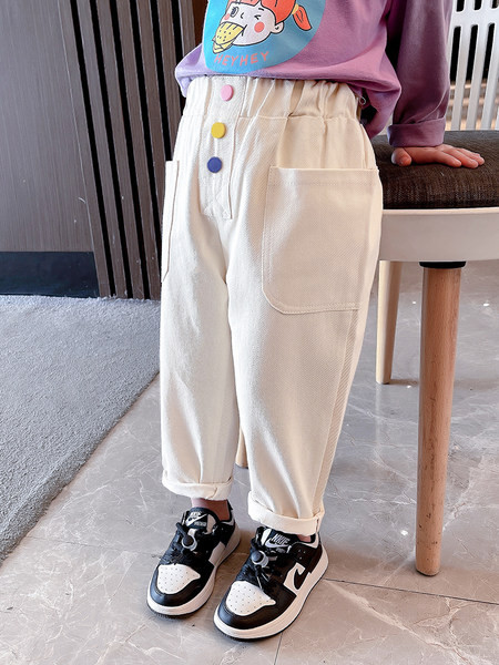 Blugi pentru copii cu nasturi colorati si buzunar