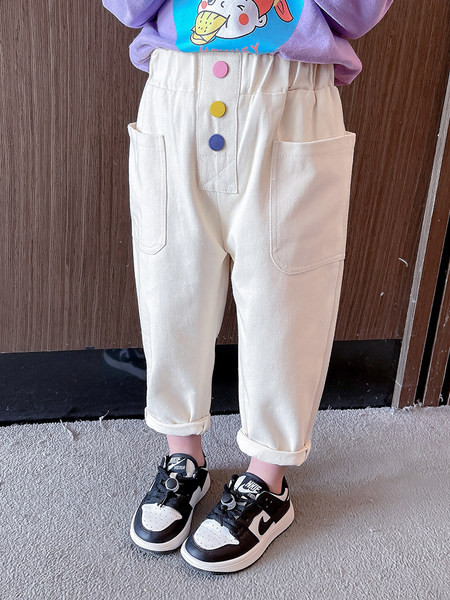 Blugi pentru copii cu nasturi colorati si buzunar