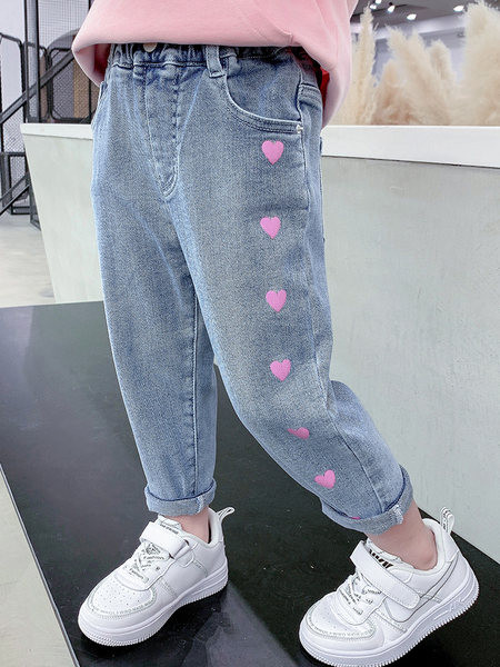 Naujas džinsų modelis merginoms su širdelių siuvinėjimu