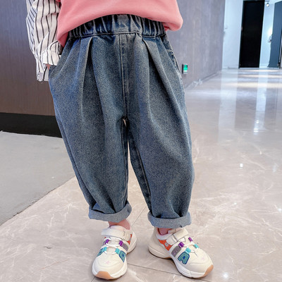 Vaikiški džinsai mergaitėms plataus modelio su tamprėmis