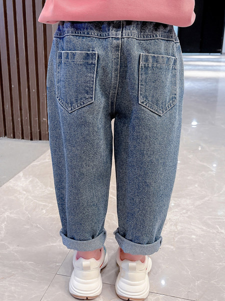 Vaikiški džinsai mergaitėms plataus modelio su tamprėmis