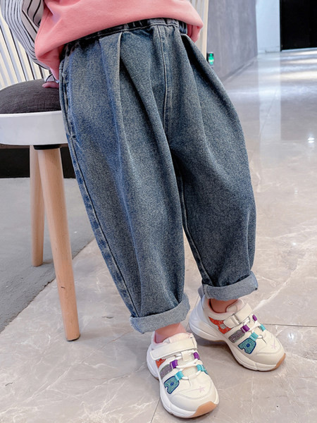 Vaikiški džinsai mergaitėms plataus modelio su tamprėmis