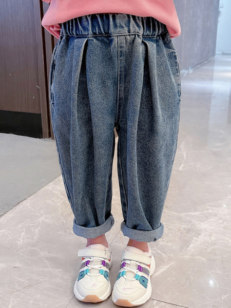 Vaikiški džinsai mergaitėms plataus modelio su tamprėmis